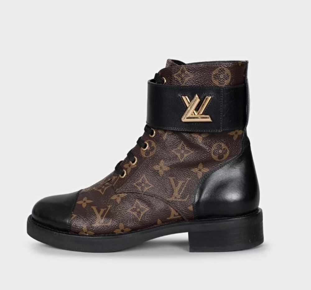 Louis Vuitton Monogram Canvas Leather Ankle Boots 38.5